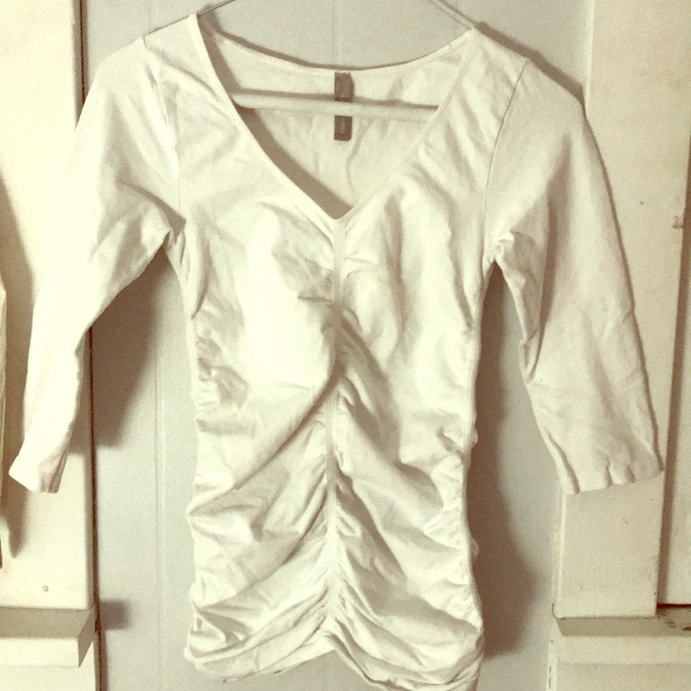 White form fitting rouched top
